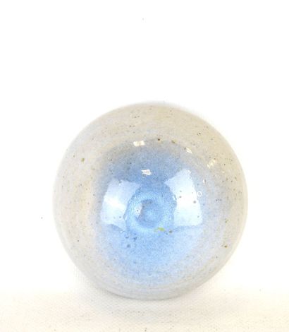 APPLIQUE VASE in blue enameled stoneware....
