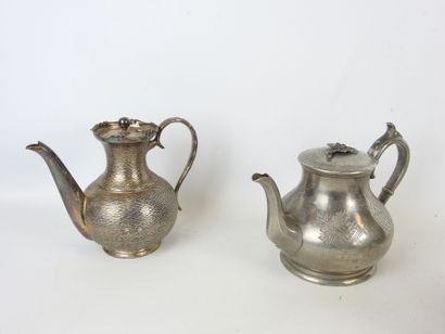 FOUR English silver-plated THEIERES including:...