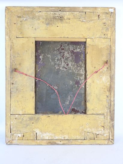 Gilded stuccoed wood mirror with incised...