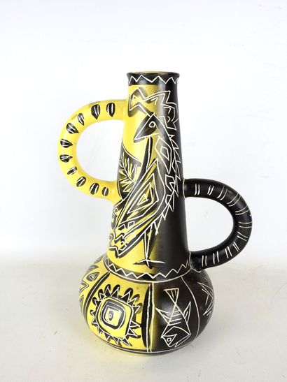 VALLAURIS - François Ré (XXe) : Vase à anses...