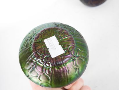 LOETZ, in the style of : Two iridescent glass...