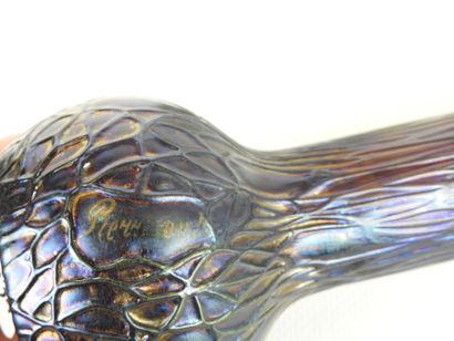 LOETZ, in the style of : Two iridescent glass...