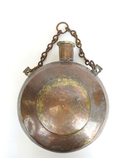 MAGHREB: Copper flask, brass fasteners and...