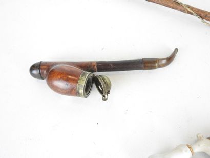 LOT of pipes and calumet in carved wood and...