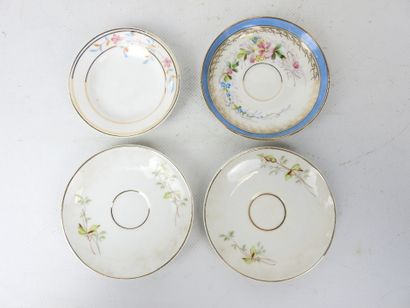 SIX porcelain COUPELLES decorated with flowers,...