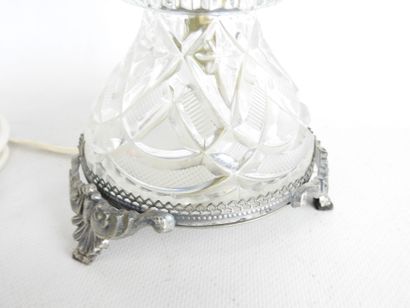 LAMP in cut crystal with floral decoration,...