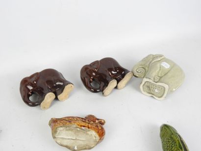 LOT of nine glazed ceramic piggy banks decorated...