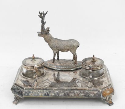 Silver and silver-plated metal ENCRIER decorated...