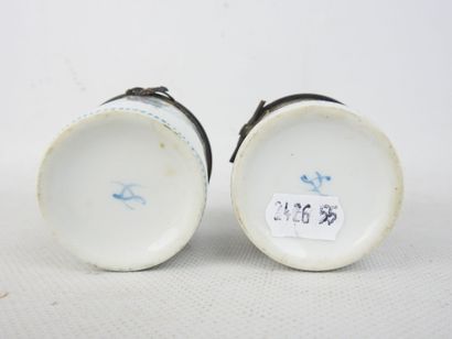LIMOGES: Two porcelain POTS A ONGUENT, Louis...