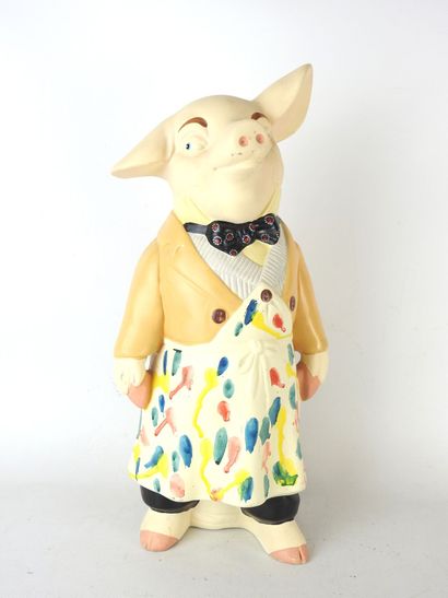 COCHON cook. Subject in painted plaster....