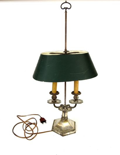 LAMPE bouillotte in silver-plated bronze...