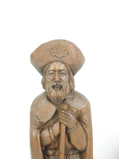 Saint Jacques de Compostelle. Carved wood...