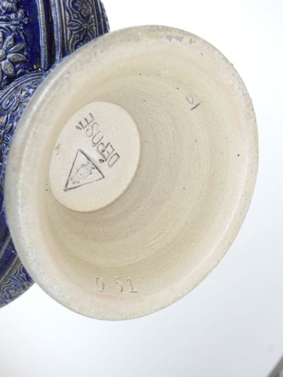 C.BONNEFOND: Pair of blue and gray glazed...