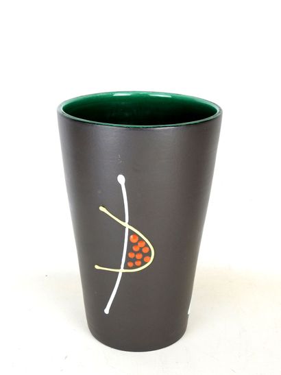 VALLAURIS: Lead-glazed ceramic vase with...