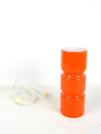 Orange opaline glass tubular LAMP. H: 26.5...