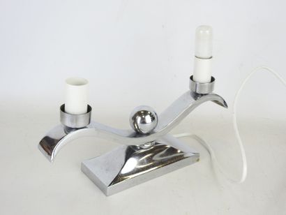 VEILLEUSE - Lampe en métal chromé à deux...