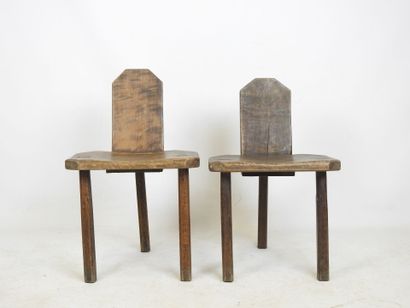 Brutalisme/Art populaire. Paire de chaises...