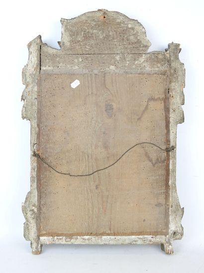 Gilded stuccoed wood MIRROR, the pediment...