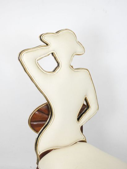 Carved and lacquered wood CHAIR, the backrest...