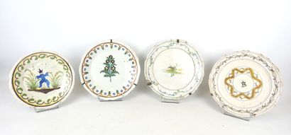 CENTER: Three earthenware plates with floral...
