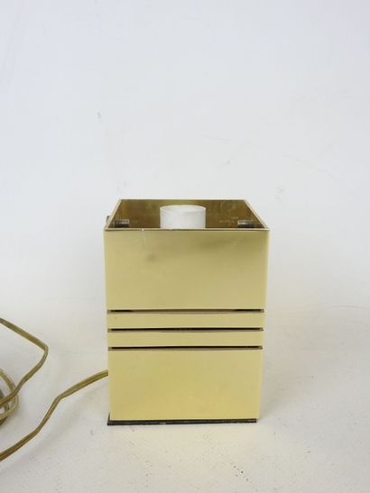 Square gilded metal LAMP with openwork streaks....