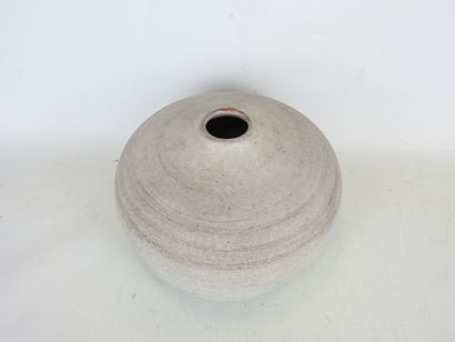 Ball-shaped vase in grey and blue enameled...