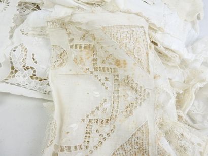 LOT of lace including small doilies, scraps...