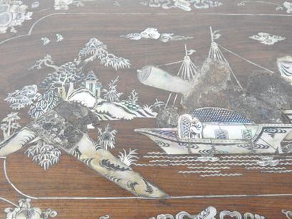 CHINA: Rectangular wooden box with mother-of-pearl...
