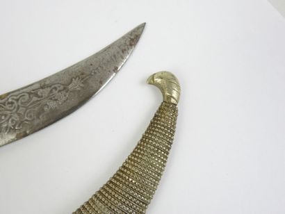 MOROCCO: Metal Koumya dagger, scabbard with...