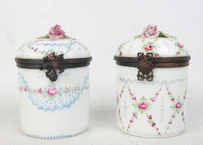 LIMOGES: Two porcelain POTS A ONGUENT, Louis...