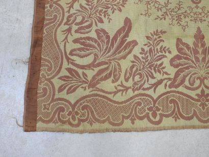 RUG with old-red foliage on a beige background....