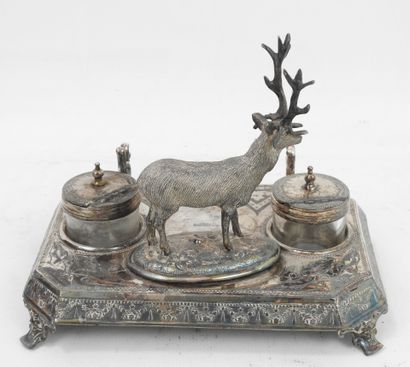 Silver and silver-plated metal ENCRIER decorated...