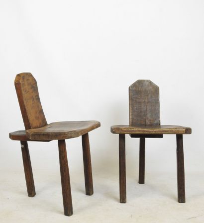 Brutalisme/Art populaire. Paire de chaises...