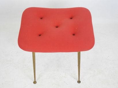 TABOURET quatre pieds en métal doré. Assise...
