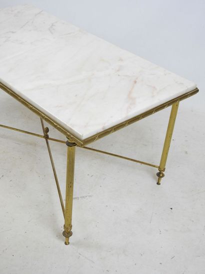 Rectangular LOW TABLE with white veined marble...