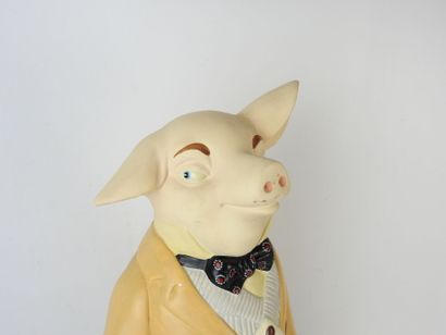 COCHON cook. Subject in painted plaster....