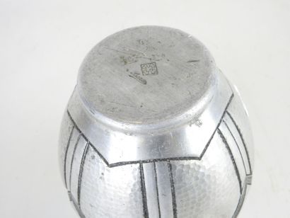 BARTE: Baluster-shaped pewter vase with geometric...
