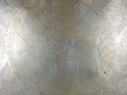 ASIA: Bronze tray with chased decoration...