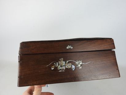 CHINA: Rectangular wooden box with mother-of-pearl...