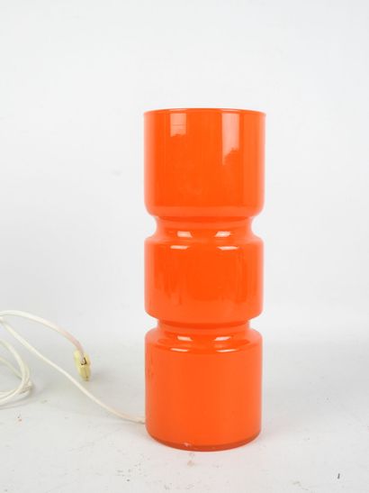 Orange opaline glass tubular LAMP. H: 26.5...