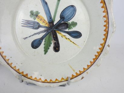 NEVERS: Two earthenware plates with polychrome...