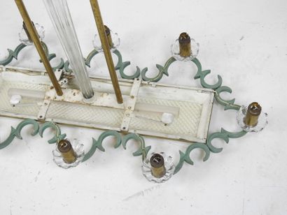 BACCARAT: Eight-light chandelier in green-lacquered...