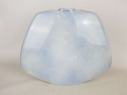 VIREBENT: Blue enameled porcelain vase decorated...
