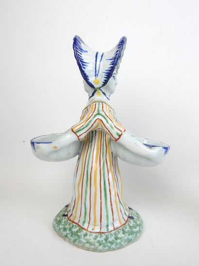 NEVERS: Two polychrome earthenware anthropomorphic...
