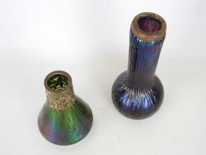 LOETZ, in the style of : Two iridescent glass...
