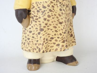 Black COCHON cook. Subject in painted plaster....