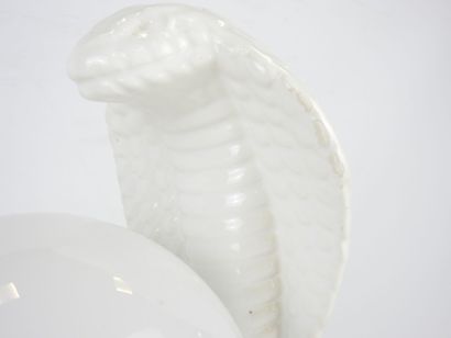 White earthenware cobra-shaped LAMP with...