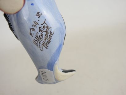 HENRIOT Quimper: Fisherman with fish. Earthenware...