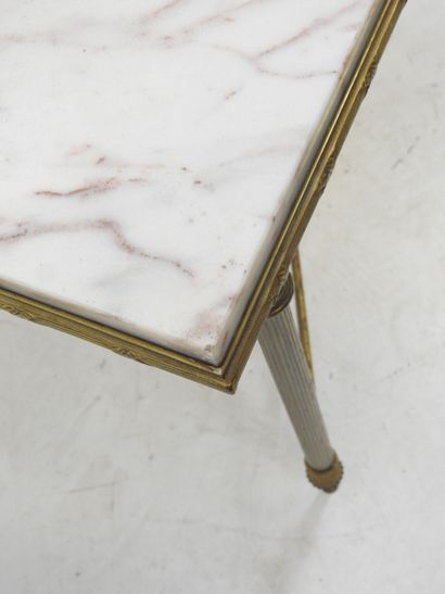 Rectangular LOW TABLE with white veined marble...