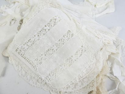 LOT of lace including small doilies, scraps...